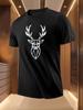 Geometric Deer Head Line Art Print Tshirt - Breathable Li...