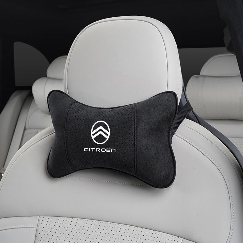 Wildleder Auto Kopfstütze Atmungsaktives Auto Nackenkissen Für Citroen C5X e-C4 X e-C3 C4 C3 C5 Berlingo C-Elysee C-Crosser C1 C6 C2
