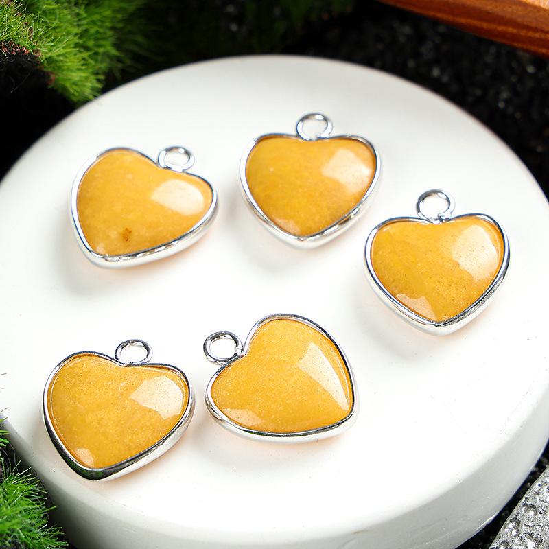 Heart-Shaped 15x19mm Natural Amethyst Agate Jade Bezel Pendant for DIY Jewelry Making