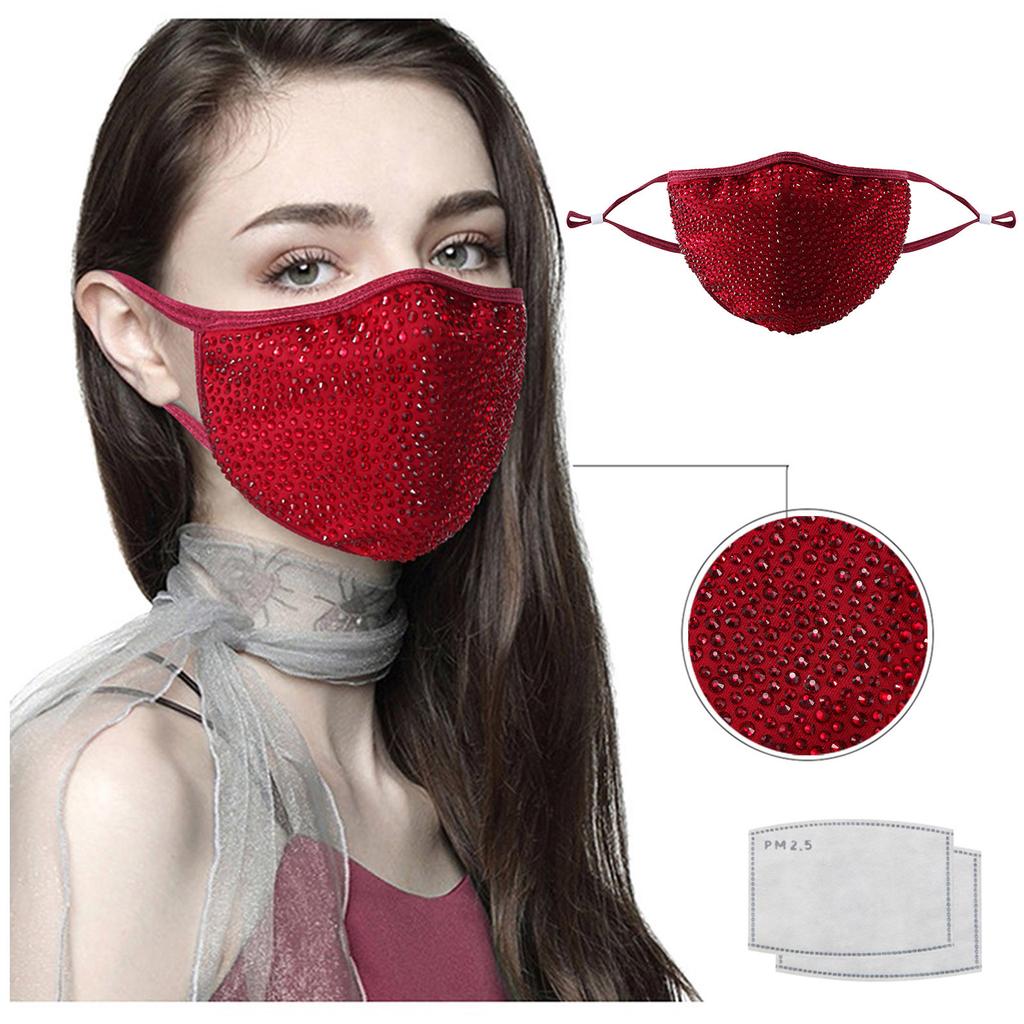 Adult Fashion Reusable Windproof Fog Haze Mask Diamond Mask for Women