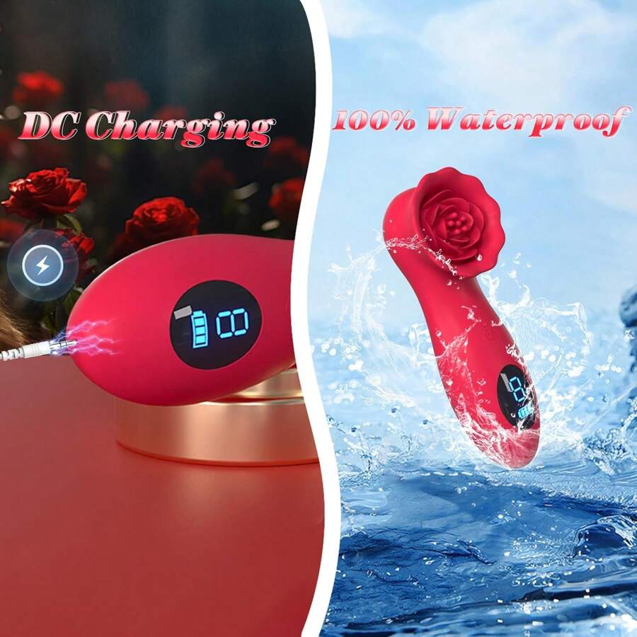 LCD Display Rose Sex Toys, Vibrating Rose Adult Female Couple Sex Toys, Female Clitoral Nipple Vibrator, Clitoral Stimulator Female