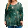 Women's Fashionable Casual Long Sleeved Plus Size  Print Top Plus Size Floral Print Top