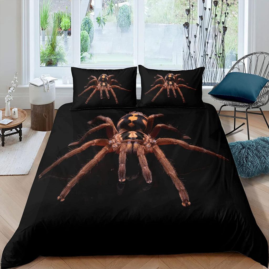 3D Print White Jumping Spider Duvet Cover Set Microfiber Comforter Cover King Queen Full Size With Pillowcase For Boys Men Teens