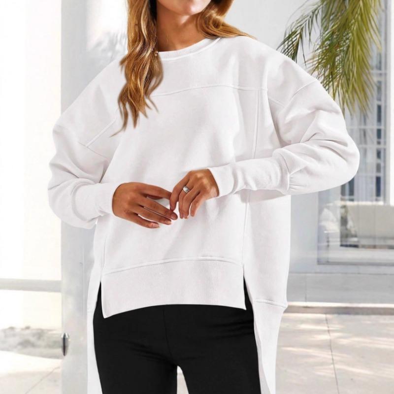 Women S Casual Solid Color Long Sleeve Pullover Hooded Sweatshirt