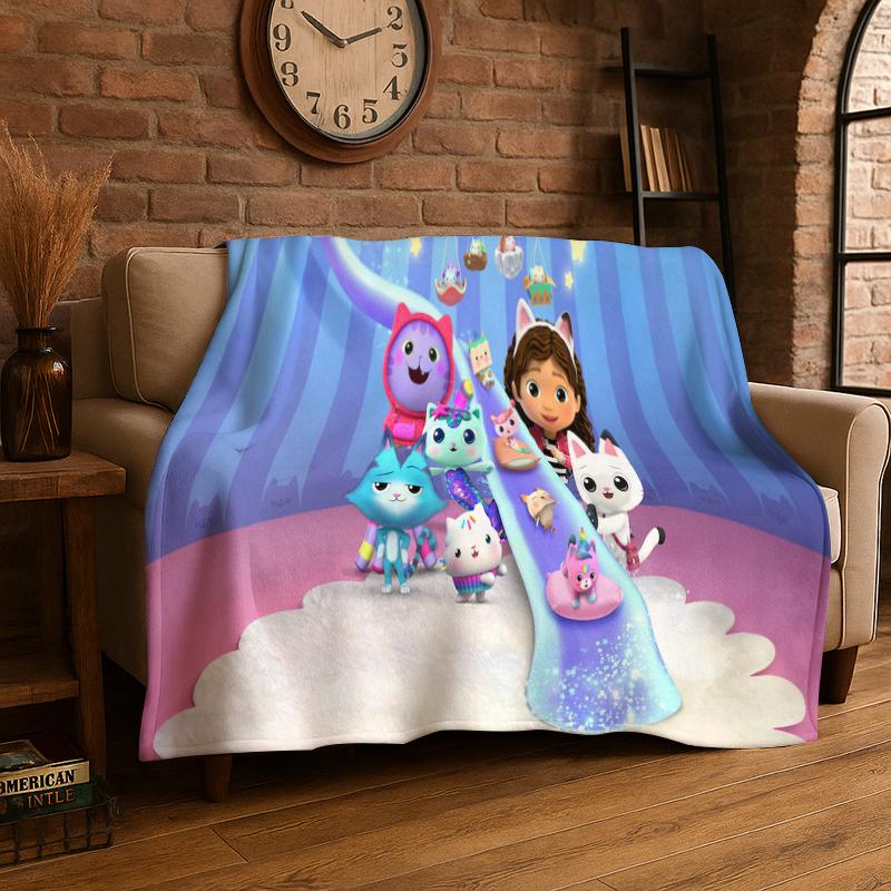 

Cartoon Gabby Dollhouse Girl Flannel Blanket Soft Warm Throw Blanket for Bedroom Living Room Bed Travel Camping Picnic Kid 75x90cm