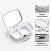 Portapillole Portatile con 2 Scomparti, Mini Custodia Organizer in Metallo per Medicine, Carino Contenitore Stampato per Pillole, Vitamine, Gioielli, Viaggio, Uso Quotidiano