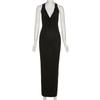 Deep V Neck Sexy Long Hooded Dress Women Fashion Halter Neck Backless Balck Bodycon Y2k Dress Wrap Hip Robe Party Club 26247