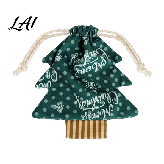 Festive Hanging Ornaments Christmas Tree Shaped Gift Bags with Drawstring Reusable Holiday Fabric Bags Winter Goodie Storage Pouches for Present