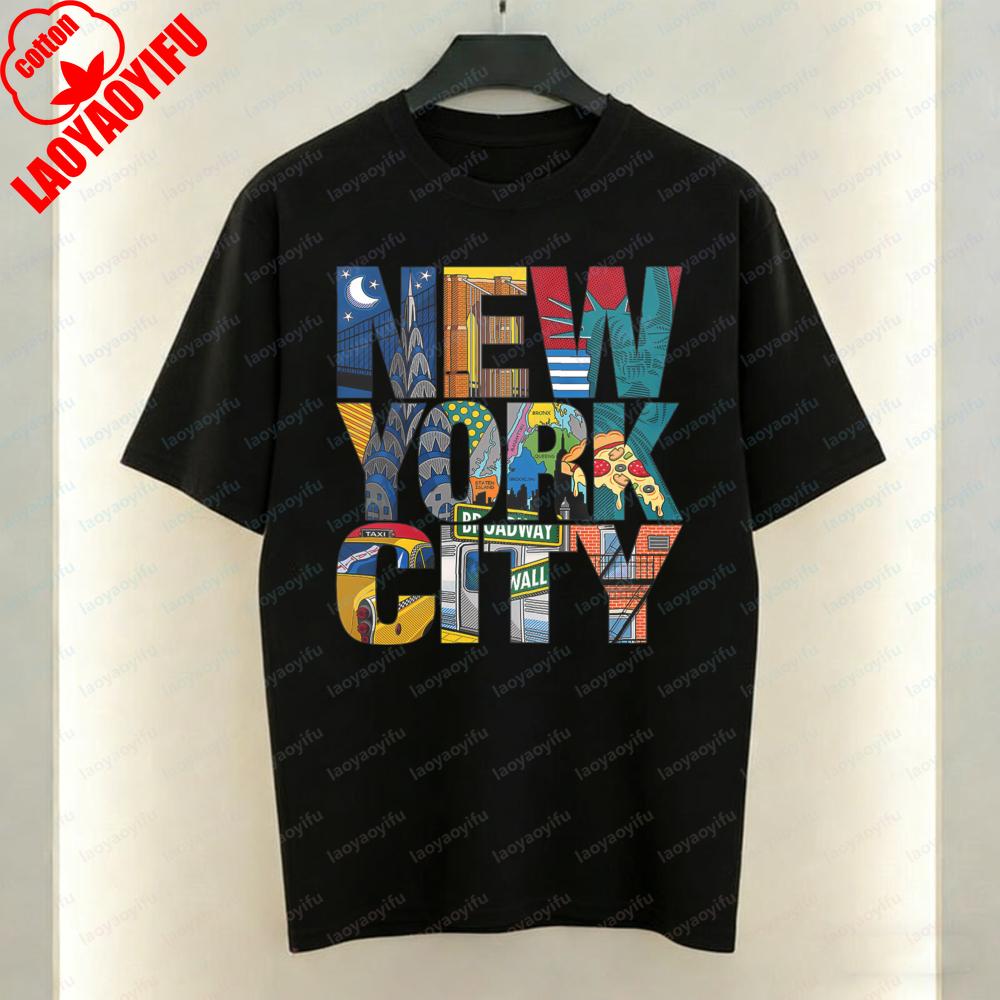 New York City Unisex TShirt Retro Pop Art Graphic Tops Holiday Party Travel Casual Cotton Tee Fashion Streetwear for Women Unisex
