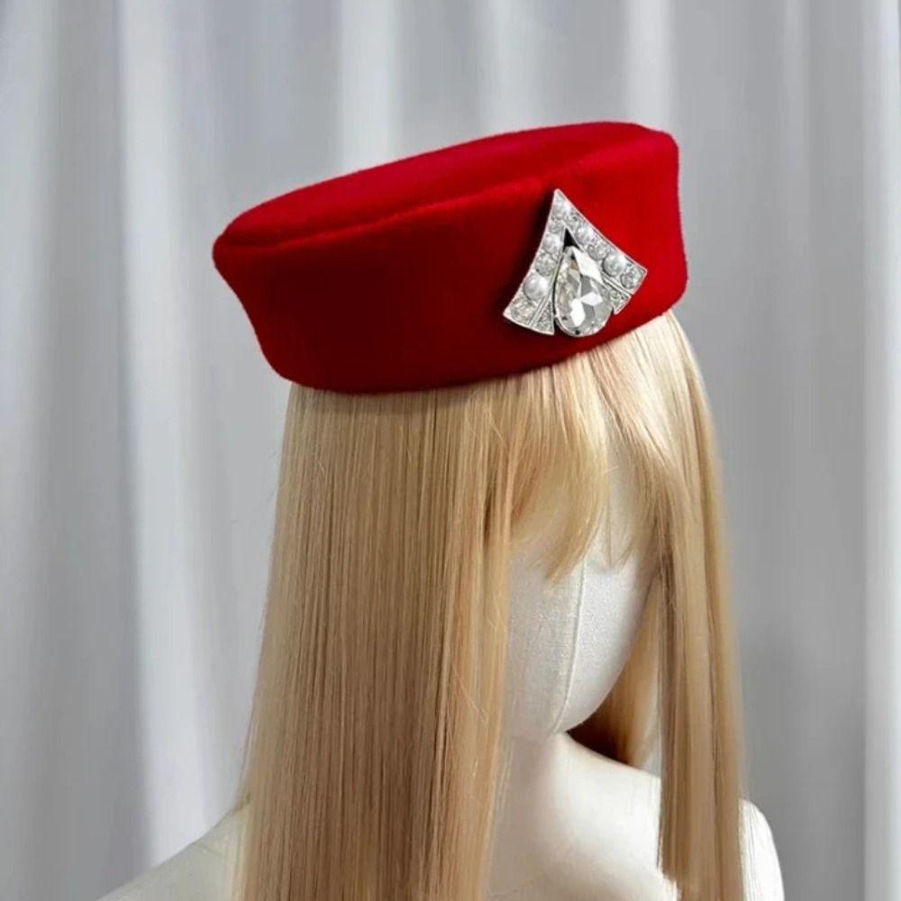 Pălărie Pillbox Culoare Solidă Stras Pâslă Beretă Pălărie Picătură Pălărie Topper Hurch Derby