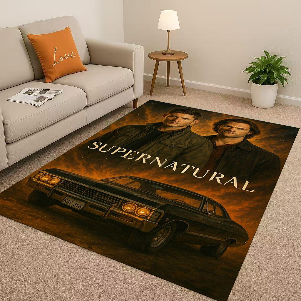 SPN Supernatural Sam Dean Winchester TV Living Room Non-Slip Area Rug Soft Carpet for Bedroom Playroom Sofa,Home Decor Doormat