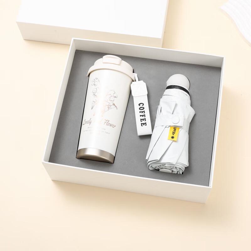CJ Coffee Cup & Capsule Umbrella Gift Set White