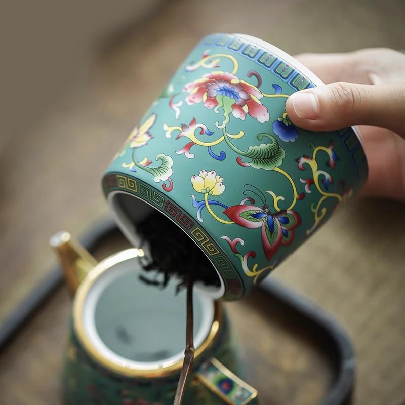 Creative Painted Ceramic Jar Portable Tea Candy Jar Household Multifunctional Nut Coffee Bean Storage Box Kitchen Food Container