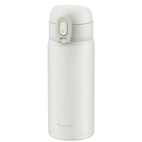 Peacock Thermos One-Touch Mug Bottle, White, 350ml, Insulated, Lightweight, AKT-35 W, Easy One-Hand Open/Close