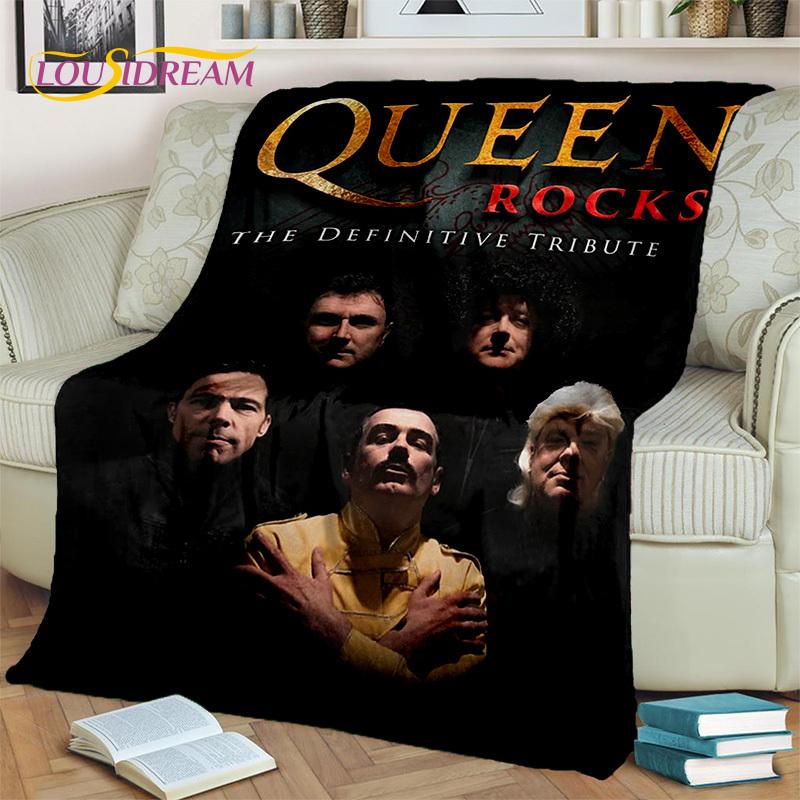 Queen-Rock-Band 3D Freddie Mercury Blanket,Soft Throw Blanket for Home Bedroom Bed Sofa Picnic Travel Office Cover Blanket Kids