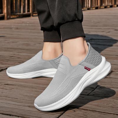 Foreign Trade New Comfortable One-pedal Flash Wear Casual Shoes Men's Flying Woven Breathable Running Sports Shoes Fashionable and Lightweight Trendy