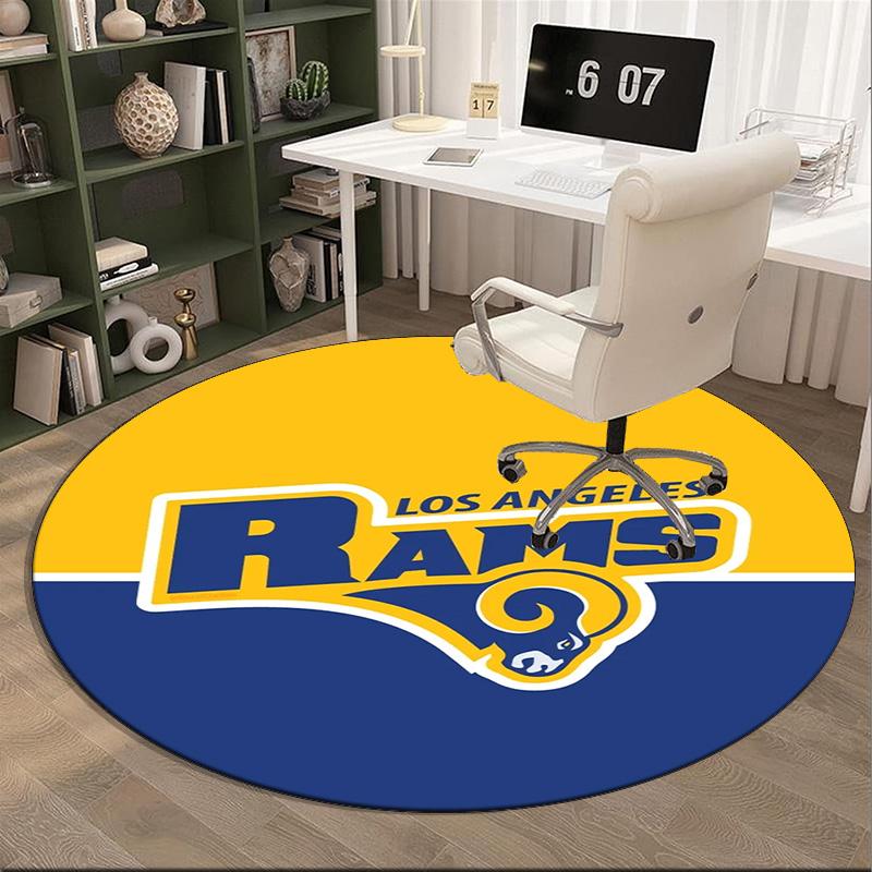 Los Angeles Rams Design Round Rug for Livingroom,Bedroom, Palyroom, Chair Rug, Area Rug, Circle Carpet, Large Size Fan Christmas Gift