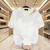 Men Women White Rainbow Shoulder Print Crew Neck Oversized T Shirt