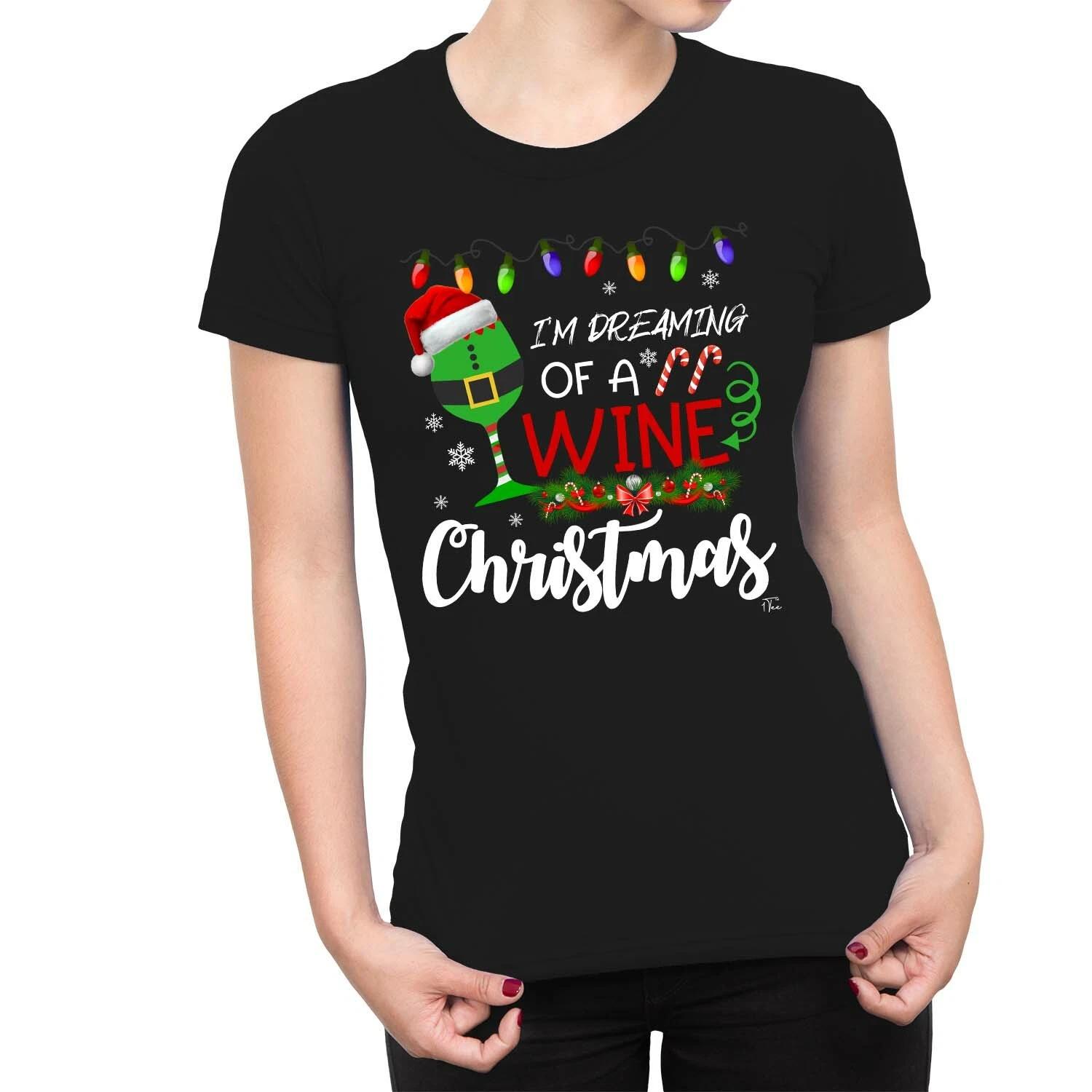 1Tee Womens Perfect Christmas - I Dream of a WINE Christmas! T-Shirt XXL