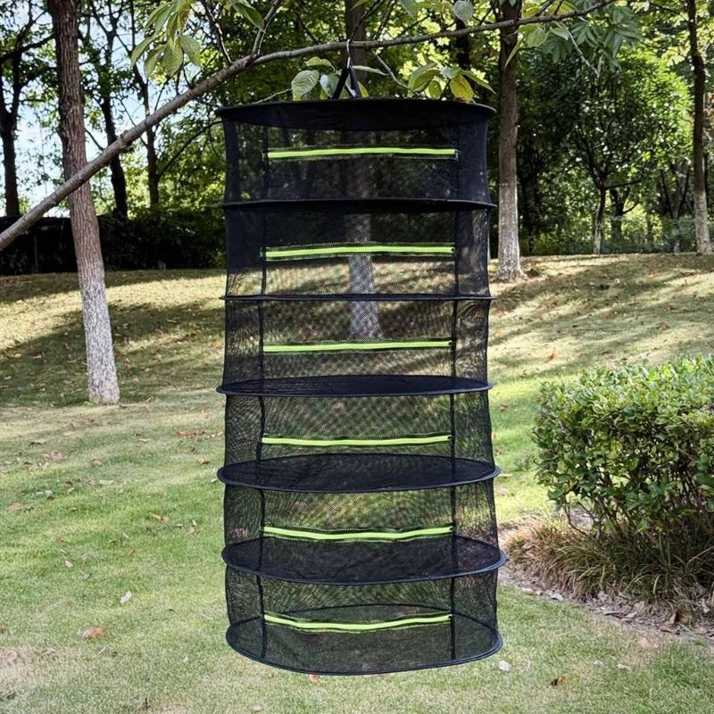 Foldable Ventilated Mesh Organiser With Hanging Hook Rustproof Nylon Designs Rack For Camping Home Storage Solution