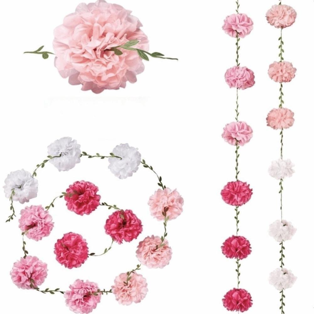 Tissue Paper Hanging Artificial Flowers 2.5m Artificial Flowers Garland Birthday Party Decorations