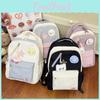 Blocked Color Cute Star Collage Student Backpack And Shoulder Bag With Pendant