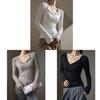 Minimalist Modale V Neck T Shirt For Women With Snake Bone Pattern For Autumn Winter Casual Wear