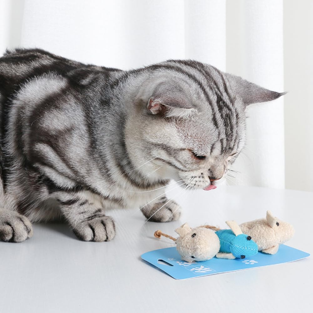 Set mit 8 bunten Katzenspielzeugen, Haustierspielzeugen, Mäusen, Katzenspielzeugen, Katzenspielzeugen, Fettleibigkeitsprävention, Bewegung Stressabbau, Haustierbedarf