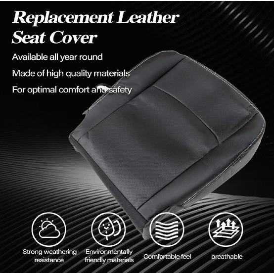 SecosAutoparts Passenger Bottom Replacement Perforated Leather Seat Cover Black Compatible with Dodge Ram 2500 3500 4500 5500 Laramie Sport SLT 2009