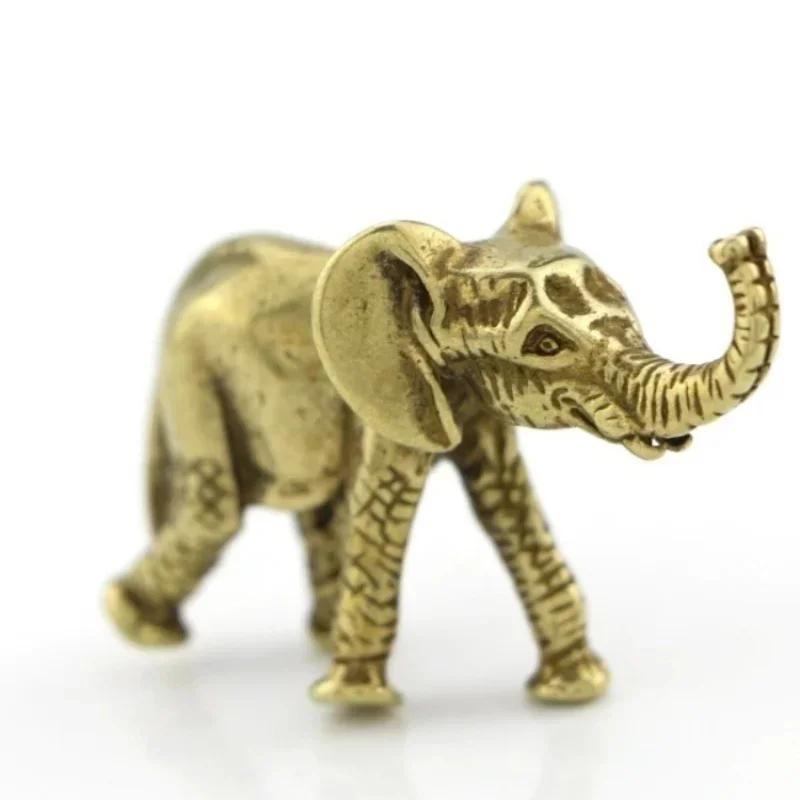 Bronzová miniaturní socha slona Domácí kancelář Rukojeť na vyřezávání čaje Pet Desktop Animal Ornament