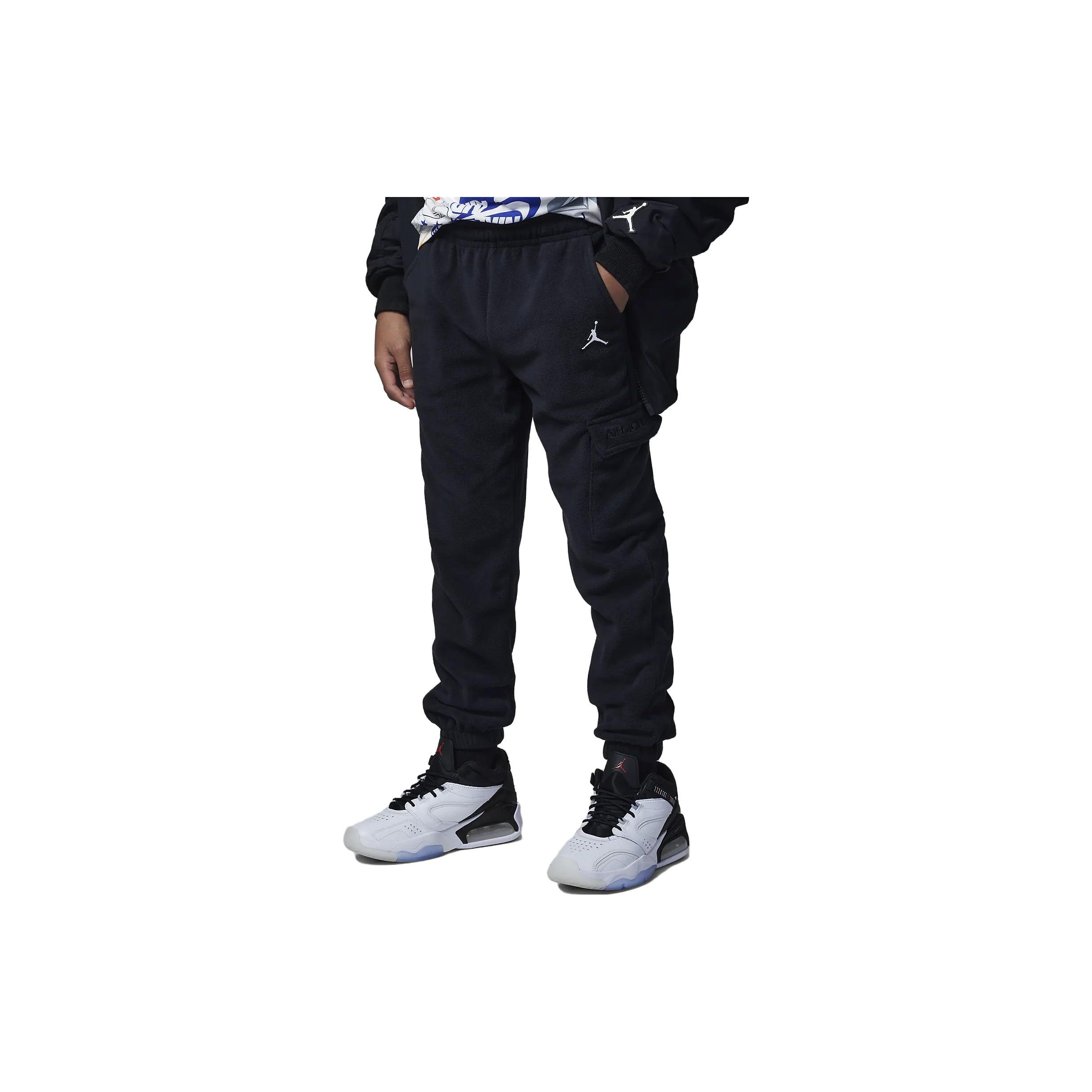 

Jordan Kids Knitted Sports Pants Solid Color Logo Print Fleece Sports Pants Kids bottoms Black FB9488-010 S