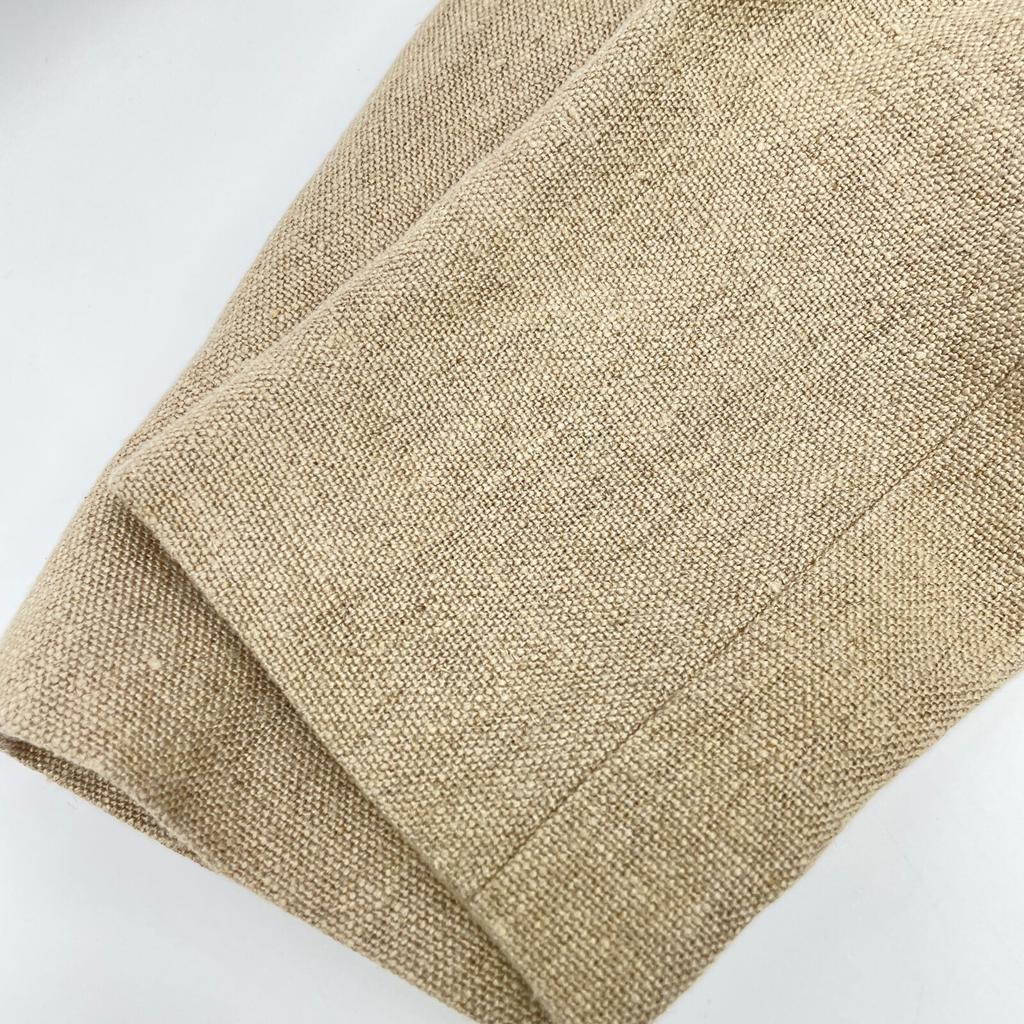 MADISON BLUE Beige MB171-2004 Pearl Button Linen Double Chester Long Coat Coat O2 beigeUsed