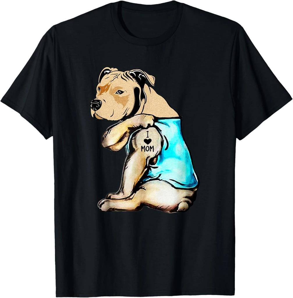 Pit Bull - I Love Mom Tattoo Mother's day Tee Shirts Gift Unisex T-Shirt