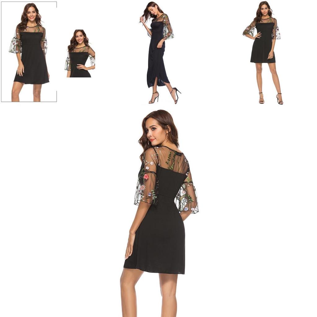 Elegant Fashion Women Chimmo Bodycon Dress With Embroidered Floral Design