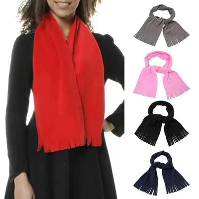 Sciarpa da Donna Tinta Unita Versatile Grande Scialle Lungo con Bordo Nappato Sciarpa Essenziale Invernale Accessori Moda