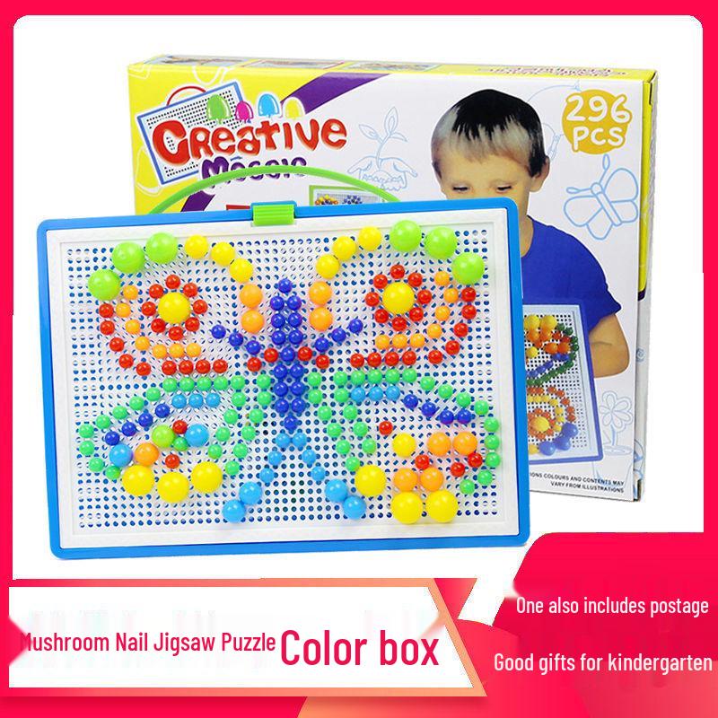 Mushroom Nails Building Blocks & Pixel Art Beads - Educational Puzzle for Early Childhood Development