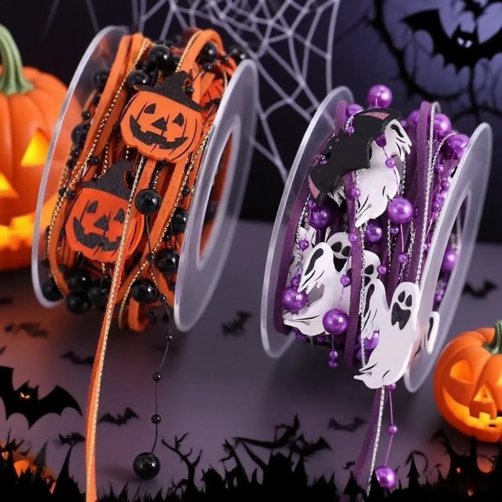 Beads Halloween Decorative Ribbon Pumpkin DIY Ribbon Strips  Party Decor