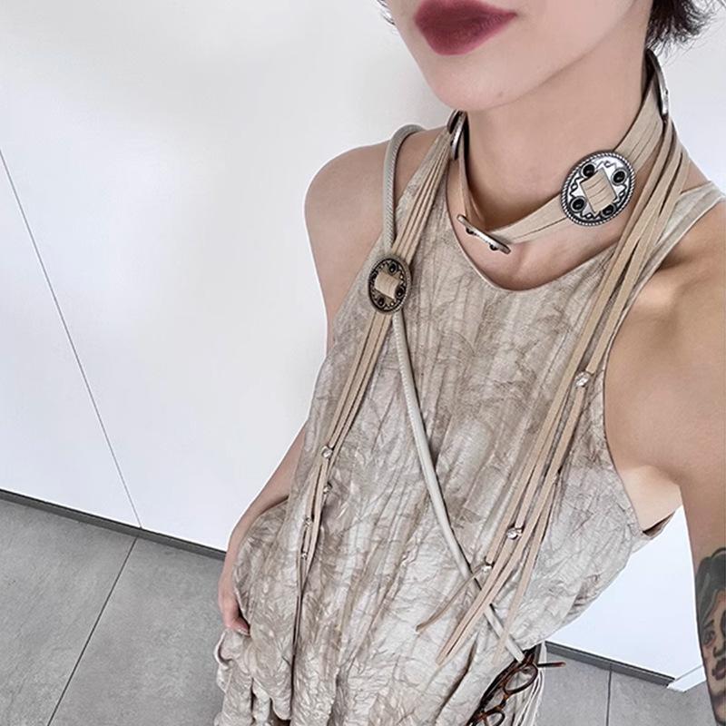 Bohemian Retro Hand-Worn Metal Suede Belt Casual Vacation Style Waist Chain Woven Women