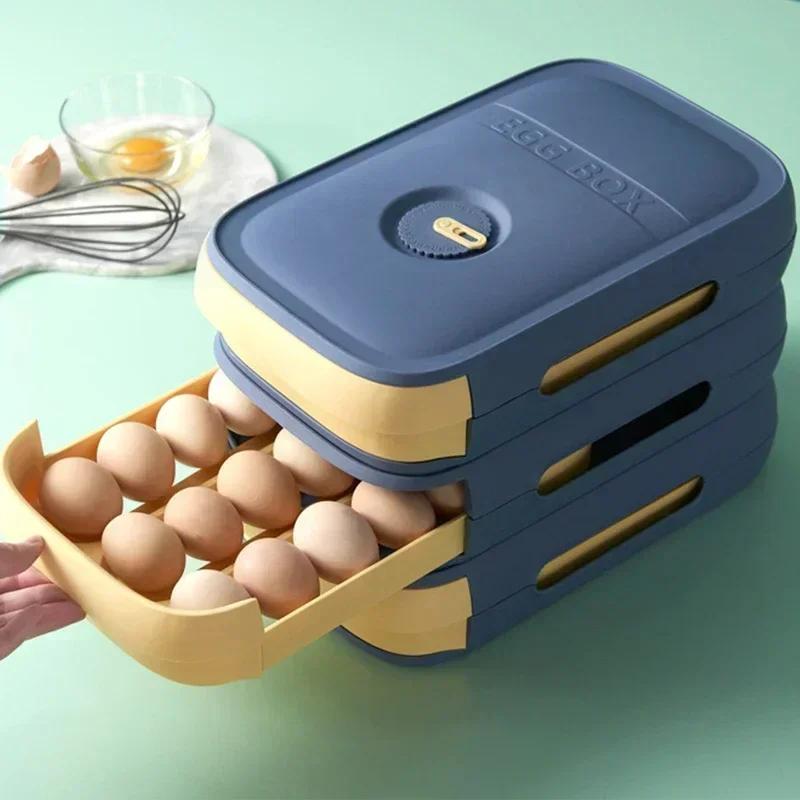 Drawer Type Egg Storage Box Refrigerator Storage Box Fresh Keeping Box Dumpling Boxs Household Eggs Holder Food Storage Kitchen