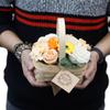 Soap Flower Bouquet Red Medium Wicker Basket