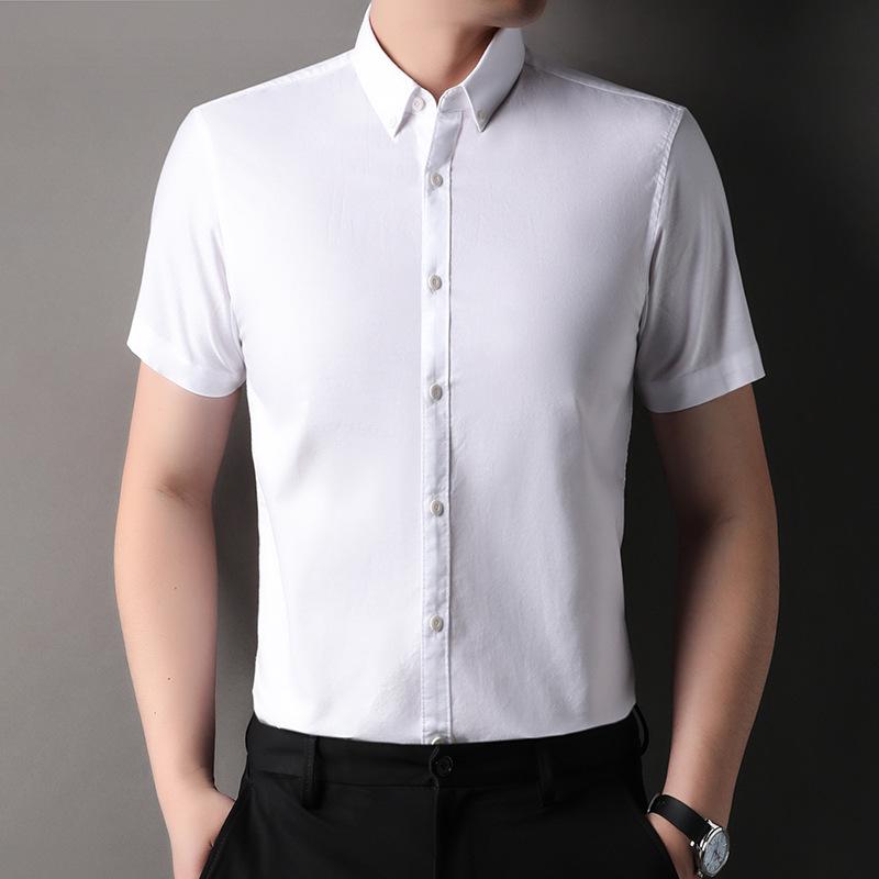 Men s Summer 2025 Lapel Pure Cotton Short-Sleeve Shirt - Breathable, Casual, & Versatile XXL