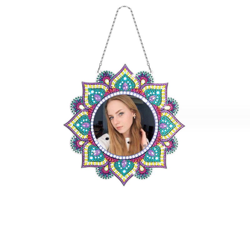 Mandala Crystal Diamond Painting Makeup Mirror Pendant - Special-Shaped DIY Handmade Design, In Stock