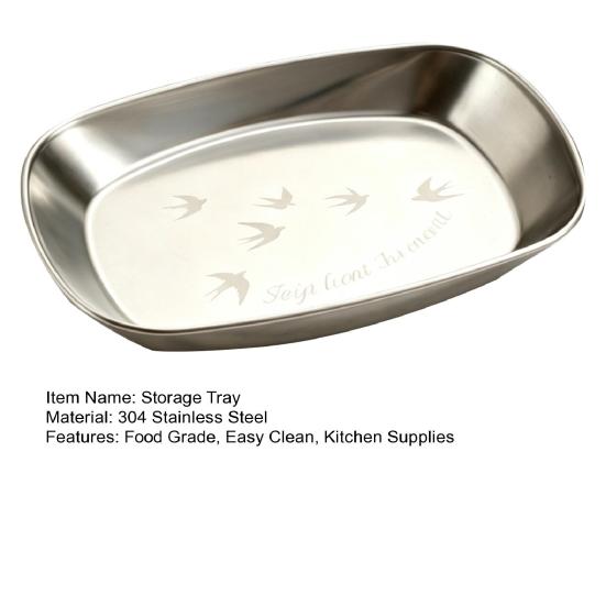 Stainless Steel Food Storage Tray Strawberry Bear Swallow Pattern Food Grade Portable Outdoor Picnic Fruit Snack Candies Serving Dish Plate