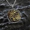 Stainless Steel Viking Guardian Totem Men's Double Wolf Necklace