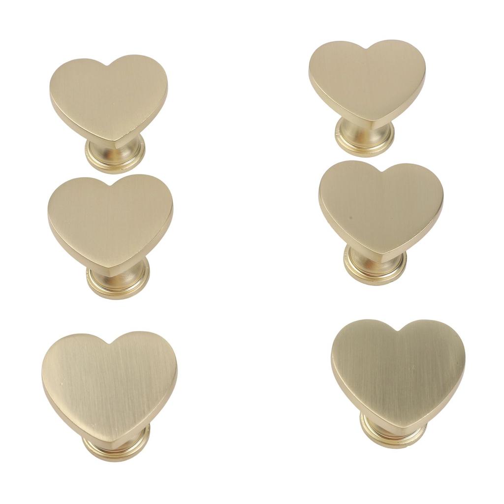 6PCS Heart Shaped Zinc Alloy Knobs for Cabinets Drawers Closets Includes Screws for Simple Installation on Furniture