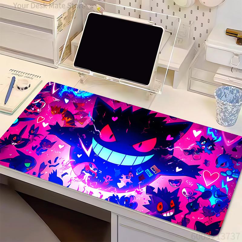 Large Mouse Pad P-Pokemon Gengar Carpet Laptop Gamer Keyboard Mat HD Print Mousepad Edge White Tassel Natural Rubber Table Mat