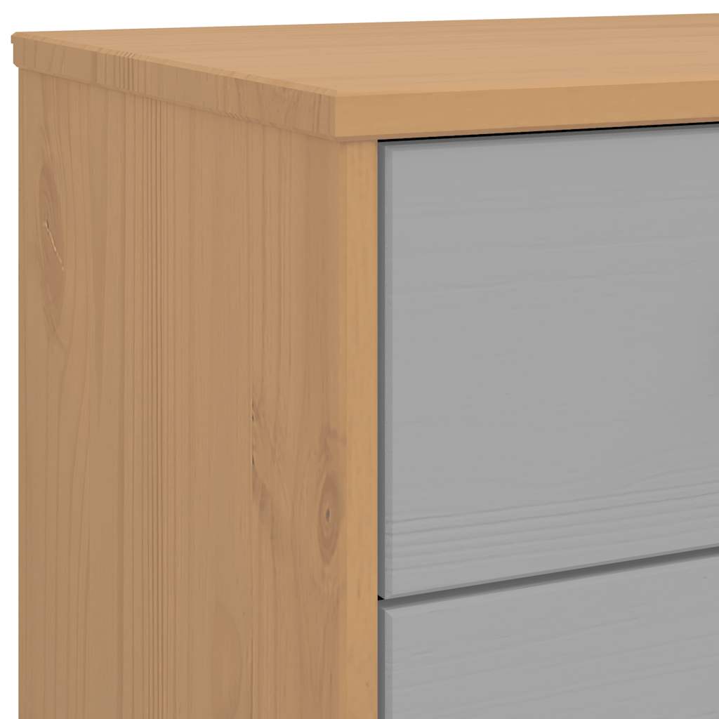 OLDEN Nightstand Gray and Brown Solid Pine Wood