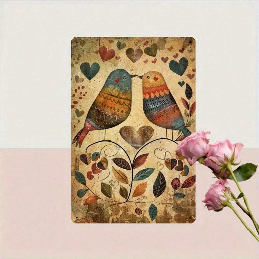 Vintage Heart Metal Sign 8x12 Inch Rustic Tin Plate Wall Decor For Bedroom Garden Balcony Retro Plaque