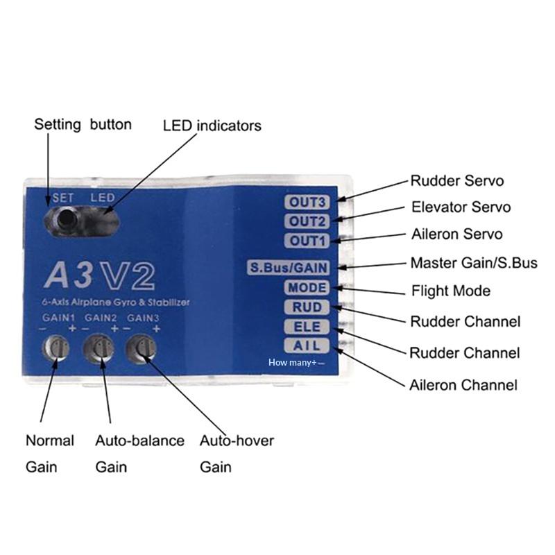High Quality 3 Axis Gyro A3 V2 Aeroplane Flight Controller Stabilizer For Rc Airplane Fixed-Wing Copter