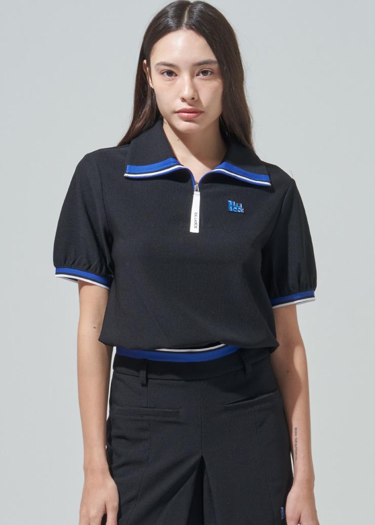 Blue Dot Color Point Half-Zip T-Shirt_Bk 85